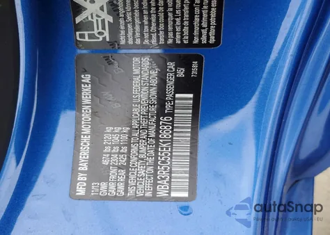 2014 BMW 435 Xi z USA, uszkodzony, nr VIN WBA3R5C55EK186876